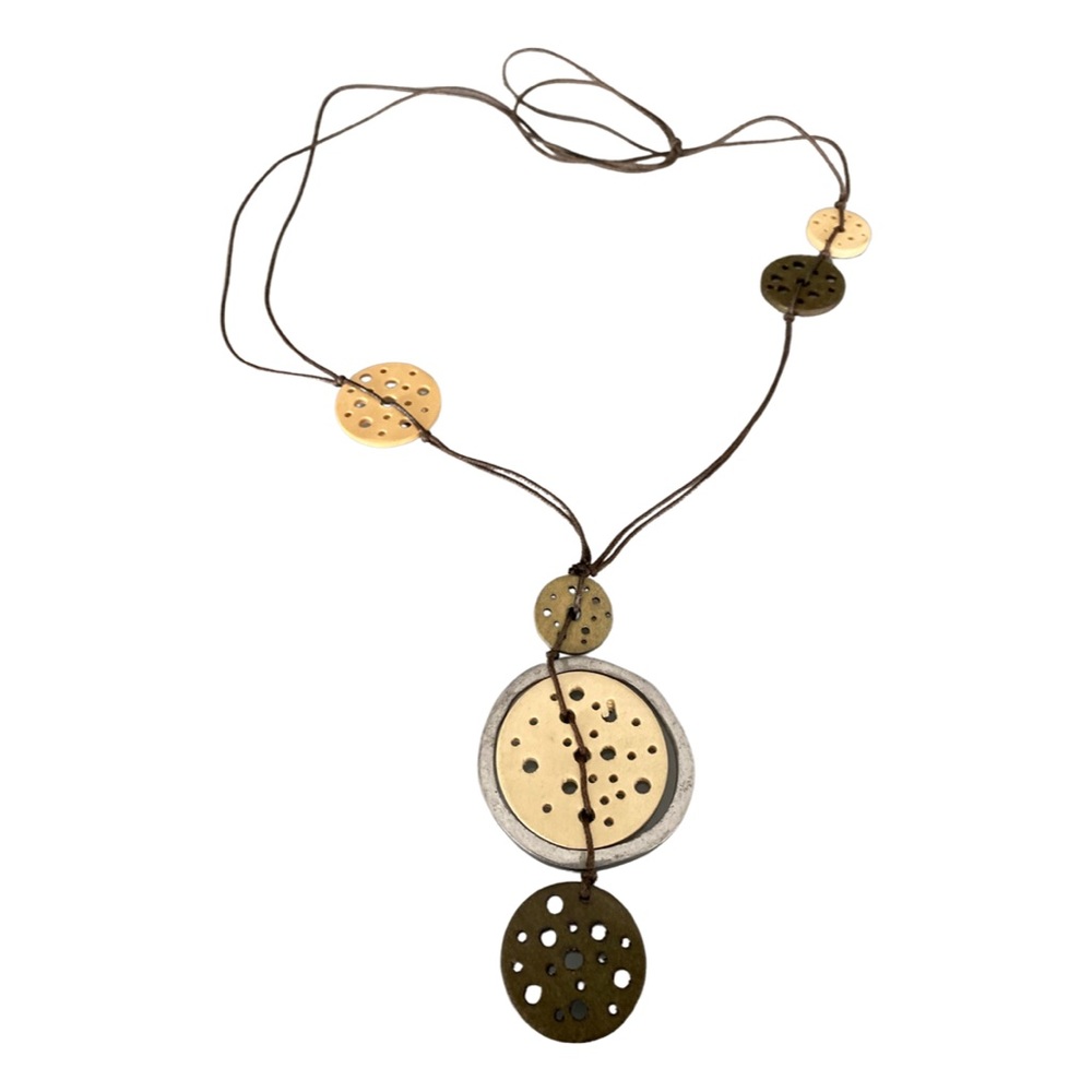 Modern Metal and Bead Drop Necklace
